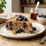 Fitness koláč z ovesných vloček: Zdravý proteinový recept bez bílé mouky 2 Fitness koláč z ovesných vloček s borůvkami a tvarohem
